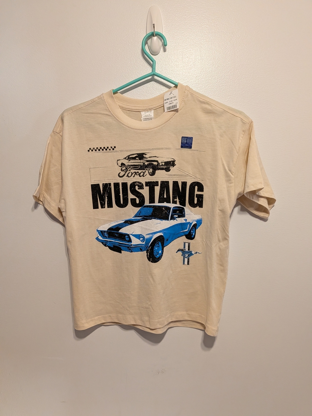 Ford Mustang Tee in Cream and Blue Graphic